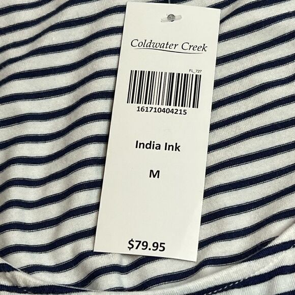 Coldwater Creek NWT blue and white striped sleeveless maxi dress size M - Picture 11 of 13